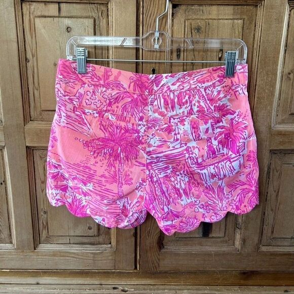 Lilly Pulitzer 0 Shorts Pink Tropical The Buttercup Shorty Scallop Rule Breakers - Picture 8 of 12